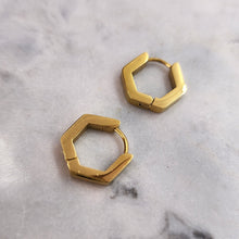 Load image into Gallery viewer, Geo Earrings | Gold 18k with Stainless Steel Base | Hex | Koquetta Accessories & Jewellery Fraser Valley
