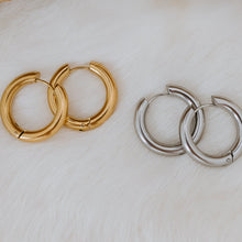 Load image into Gallery viewer, Maya Hoop Earrings | Large | Silver & Gold | Vancouver, British Columbia | Koquetta Accessories & Jewellery