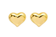 Load image into Gallery viewer, Sweet Heart Earrings in 18k Gold with a Stainless Steel base making them hypoallergenic and waterproof.