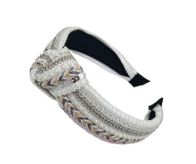 Load image into Gallery viewer, White Beaded Top Knot Headband is the perfect hair accessory to elevate your look!
