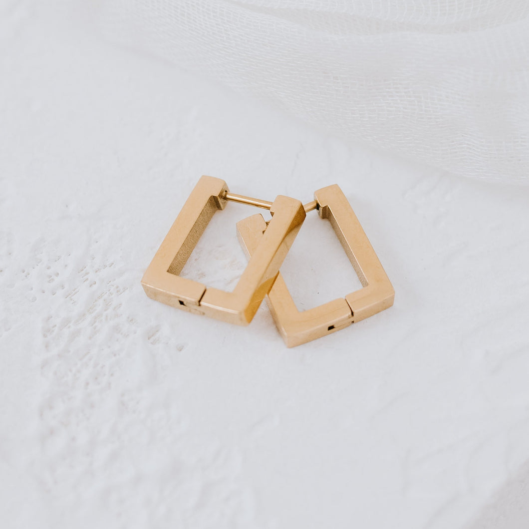 Geo Earrings | Gold 18k with Sterling Silver base | Square | Koquetta Accessories & Jewellery Fraser Valley