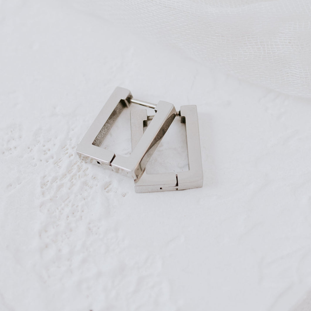 Geo Earrings | Stainless Steel Silver | Square | Koquetta Accessories & Jewellery Vancouver