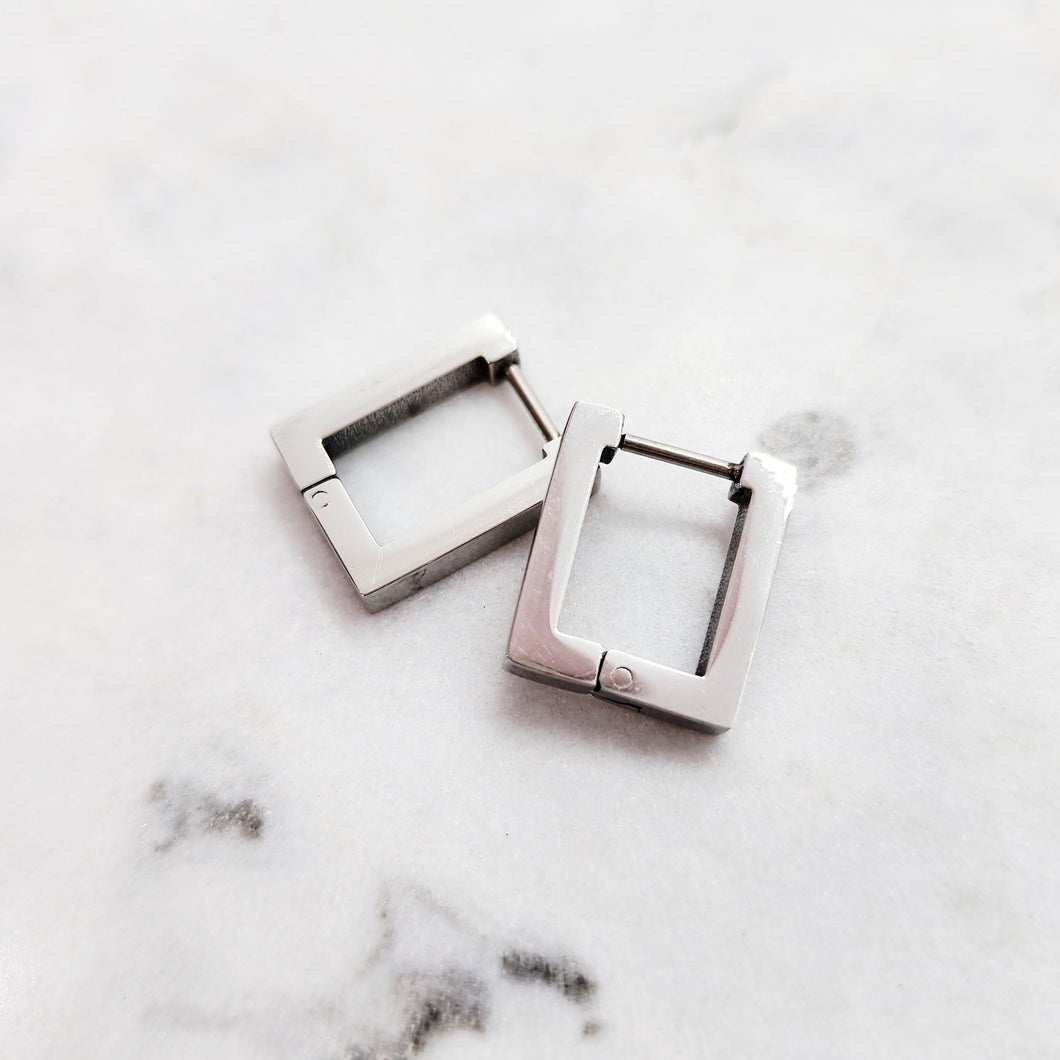 Geo Earrings - Silver Square