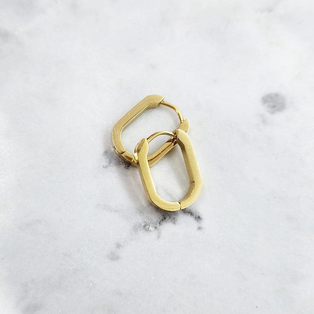 Geo Earrings - Gold Oval