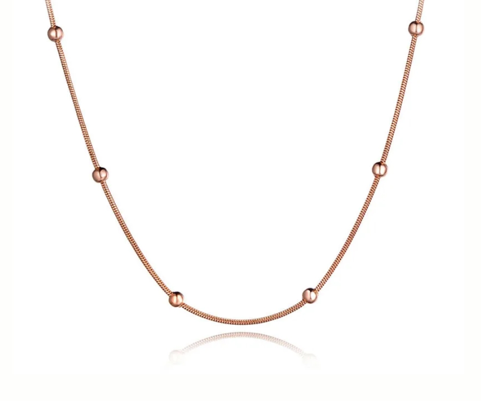 This gorgeous rose gold bead necklace perfect to wear on its own or to be layered. 