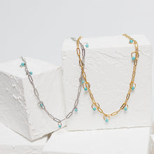 Load image into Gallery viewer, Turquoise Paper Clip Necklace | 18K Gold &amp; Silver in Stainless Steel | Vancouver, British Columbia |  Koquetta Accessories &amp; Jewellery
