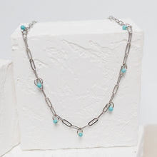Load image into Gallery viewer, Turquoise Paper Clip Necklace | 18K Gold &amp; Silver in Stainless Steel | Vancouver, British Columbia |  Koquetta Accessories &amp; Jewellery
