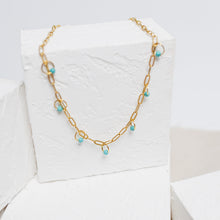 Load image into Gallery viewer, Turquoise Paper Clip Necklace | 18K Gold &amp; Silver in Stainless Steel | Vancouver, British Columbia |  Koquetta Accessories &amp; Jewellery
