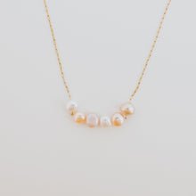 Load image into Gallery viewer, Multicolored pearl necklaces with colors of blush, beige, pink and white fresh waterpearls, there's no denying how delicate and feminine this necklace is. 

